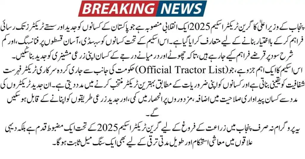 Punjab CM launches 2025 Green Tractor Scheme list